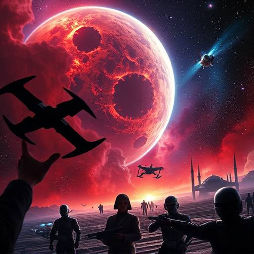 Poster for 'Nebula Rising', a space opera following a group of rebels fighting against a galactic empire.